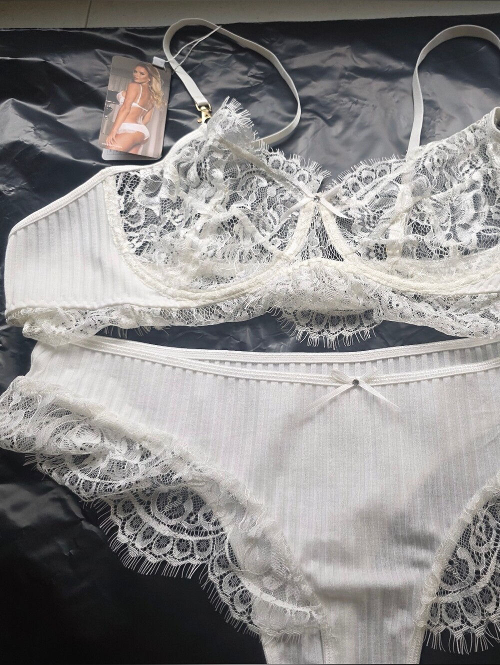Delicate Lace White Bralette & Bikini Set